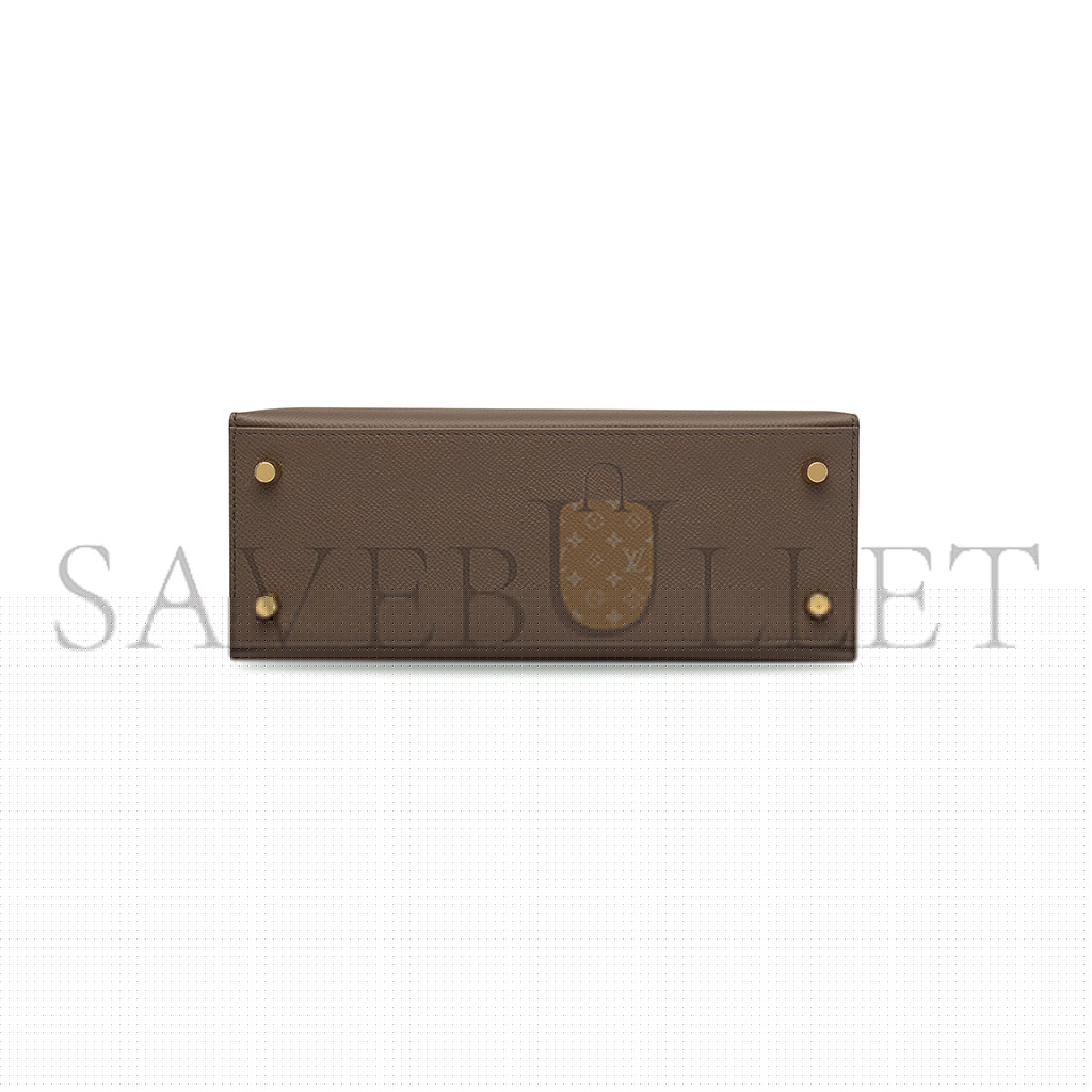HERMÈS MASTER BLACK EPSOM LEATHER SELLIER KELLY 25 WITH BRUSHED GOLD HARDWARE (25*17*7cm)